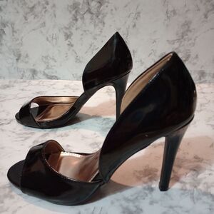 Qupid Shiny Black High Heel Shoes Size 9